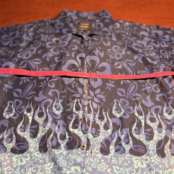 Vintage Urban Rags Blue Flame Button-Down Shirt Custom Tailored Size Large - Picture 4 of 6